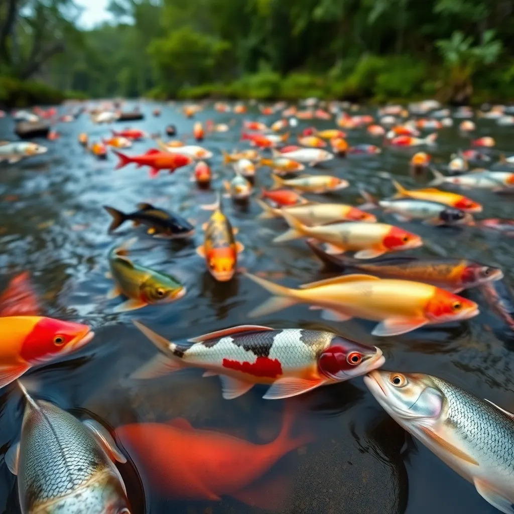 muticolored fishes in the river