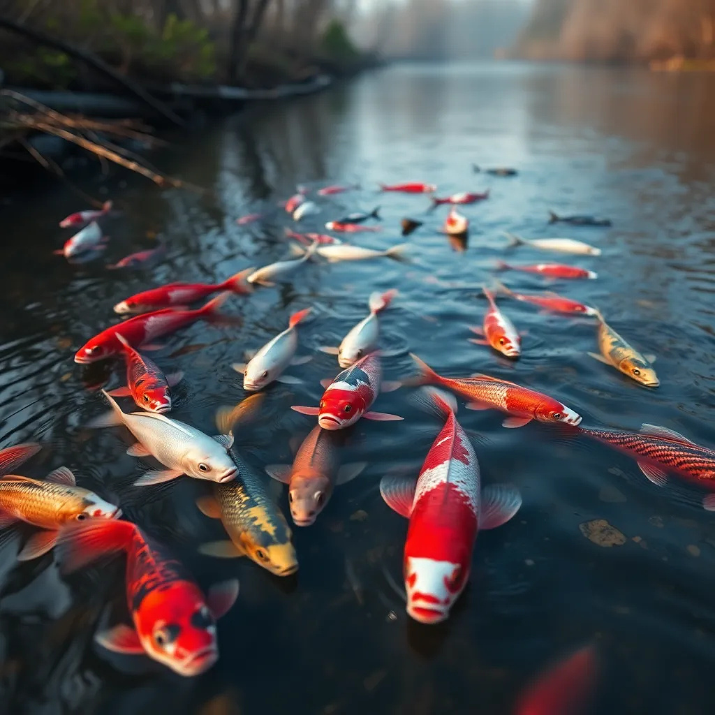 muticolored fishes in the river