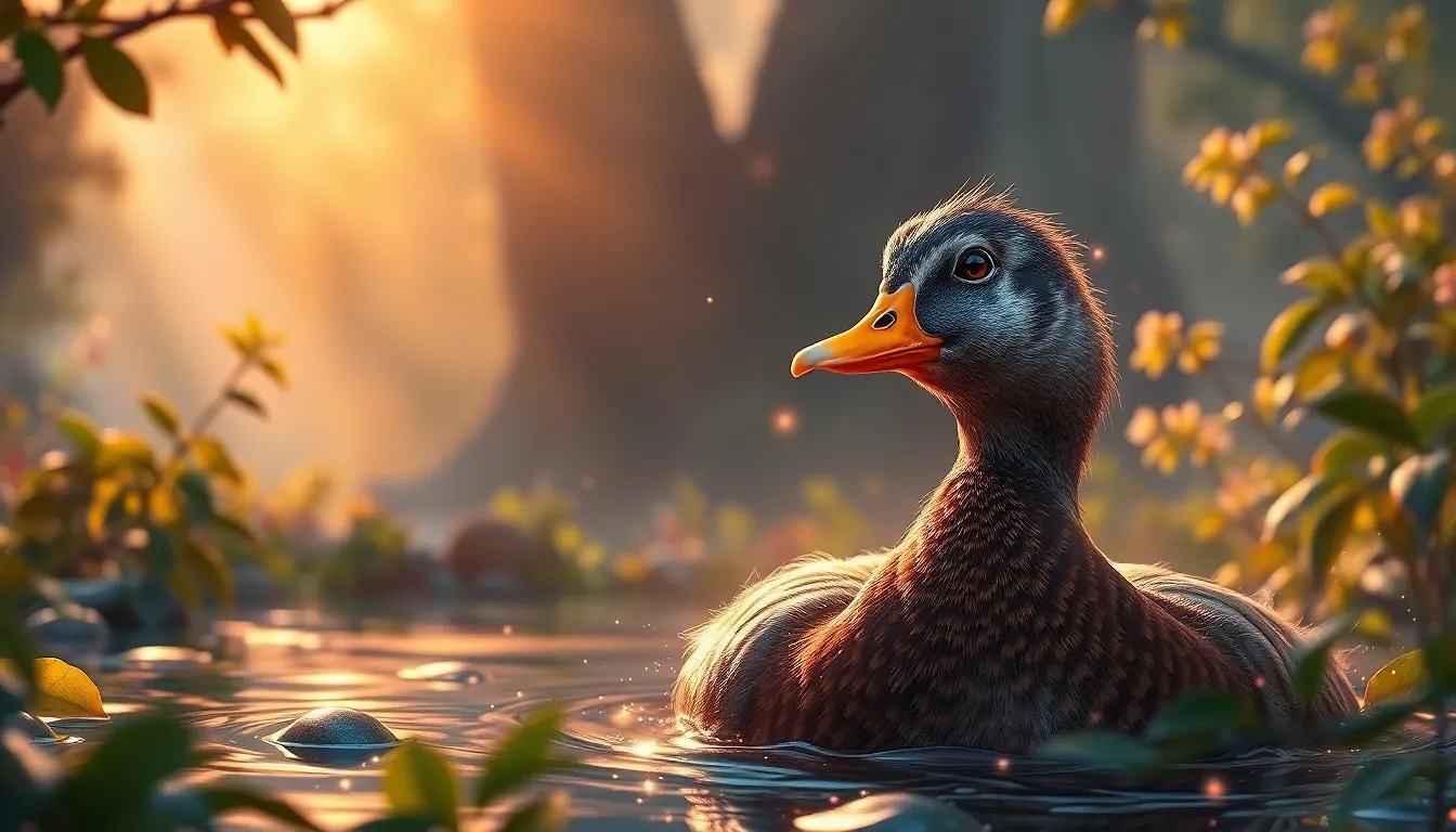 Duck in the fantastic nature
