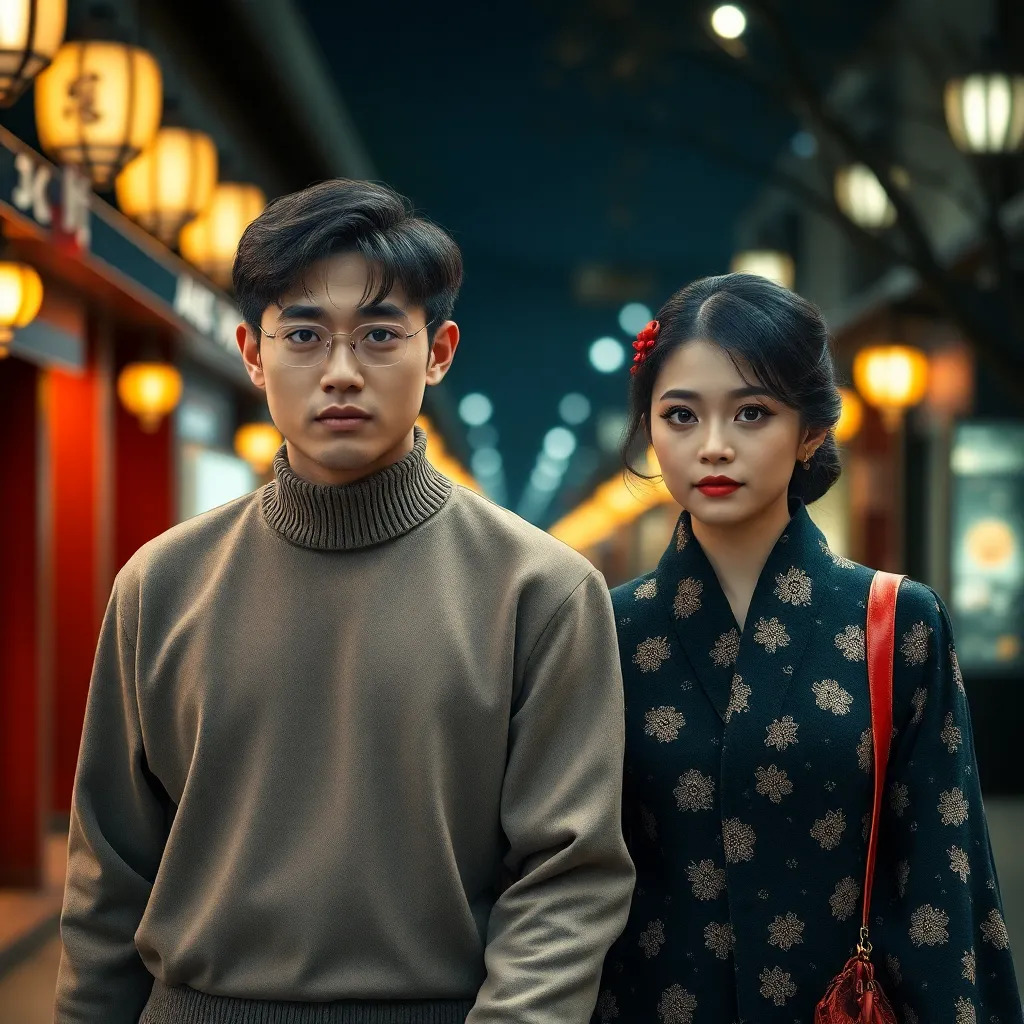 japanese couple walking full shot
