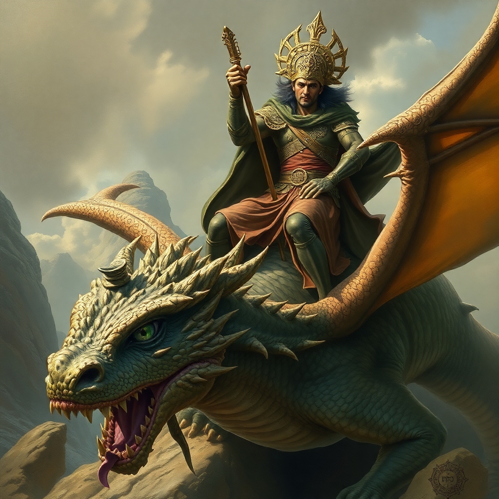 Ancient prince riding dragon