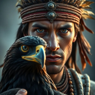 Ancient warrior with his eagle