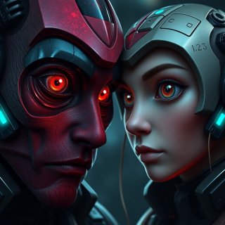 Half-human man and woman