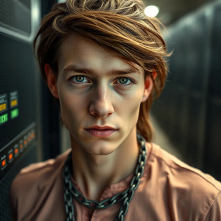 Prometheus post-heist: chained to a server farm, stealing Wi-Fi instead of fire for humanity.