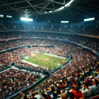 Generate an image capturing the atmosphere of a sporting event in a crowded stadium. Showcase the energy, excitement, and competition as athletes engage in their respective sports. The scene is alive with action, capturing the essence of a thrilling sporting event.