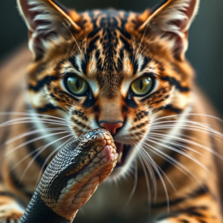 a fatal fight between a cat an strong snake