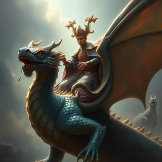 Glorious Ancient prince riding dragon, oil-paining, ultra-detailed
