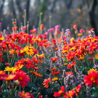 Colorful flowers by winter