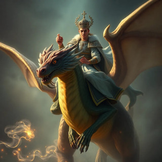 Glorious Ancient prince riding dragon, oil-paining, ultra-detailed