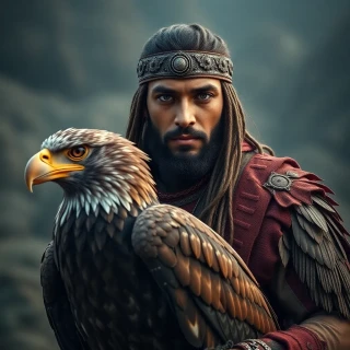 Ancient warrior with his eagle