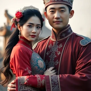 chinese prince with princess, full body