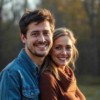 Happy Canadian couple, full body