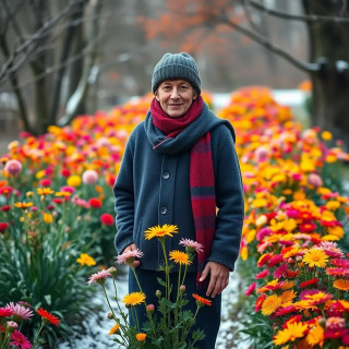 Colorful flowers by winter