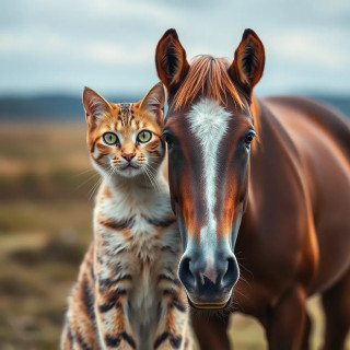 Cat and horse