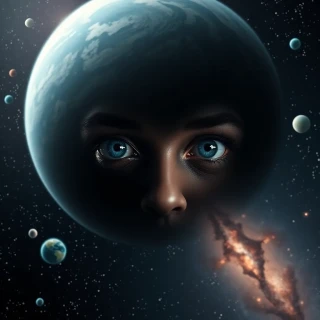 Generate an image featuring celestial bodies in the vastness of space. Include planets, stars, and galaxies to create a captivating cosmic scene.