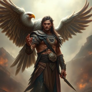 Ancient warrior with his eagle