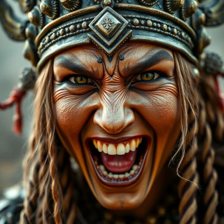 Angry war Godess laughing