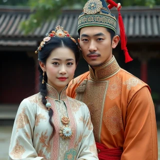 chinese prince with princess, full body