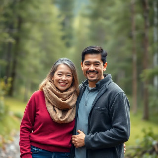 Happy Canadian couple, full body
