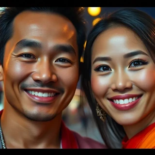 Happy Thai  couple in Bangkok
