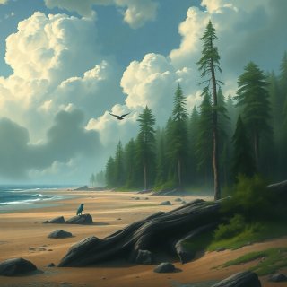 greeN bird in the beach and the forest