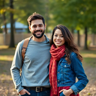 Happy Canadian couple, full body