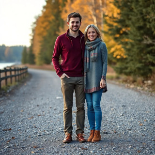 Happy Canadian couple, full body