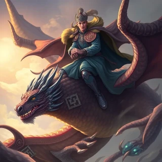 Ancient prince riding dragon
