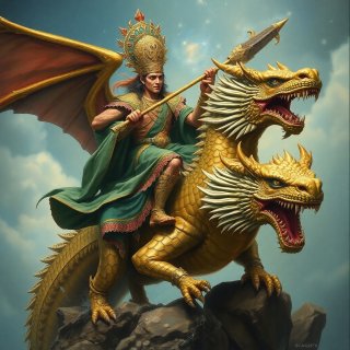 Glorious Ancient prince riding dragon, oil-paining, ultra-detailed