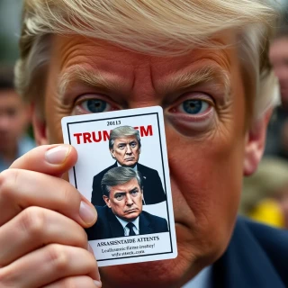 Trump Showing Kids Trading Card Depicting His Assassination Attempt at the WH Easter Egg Roll Today