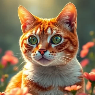 a cat in romantic view in summer