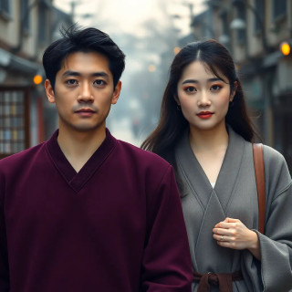 japanese couple walking