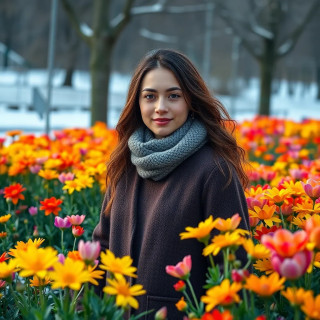 Colorful flowers by winter