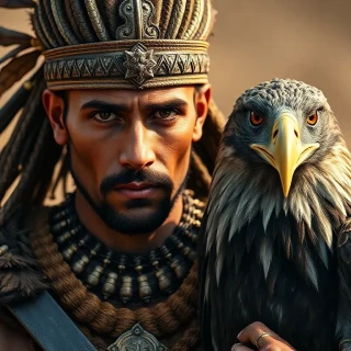 Ancient warrior with his eagle