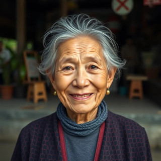 Old woman smiling in Bangkok