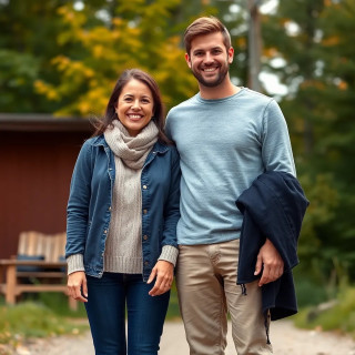 Happy Canadian couple, full body