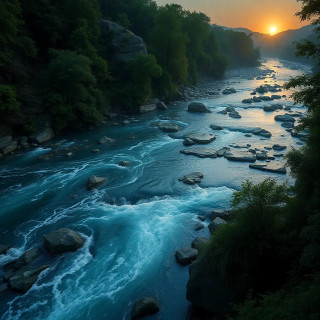 A river that flows backward every full moon, carrying with it the echoes of every word ever spoken on its banks.