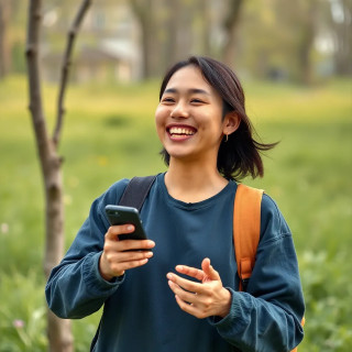 A user interacting joyfully with a responsive digital interface, eye-level view showing expressions of satisfaction and engagement. The design is ultra-minimalist with pastel gradients, micro-animations, and adaptive layout — digital illustration style