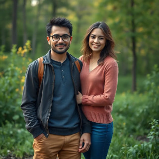 Happy Canadian couple, full body