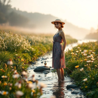 Flowers in the river, fantastasy art