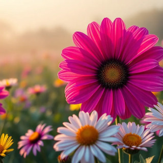 Beautiful flowers in vaste nature