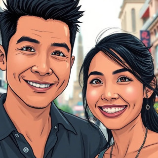 Happy Thai  couple in Bangkok