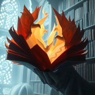 A library where books hatch into origami birds, each carrying a whispered story to the ears of sleeping readers.