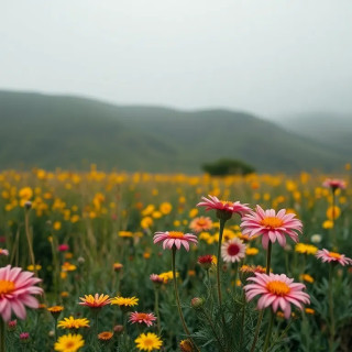 beautiful flowers in the vast nature