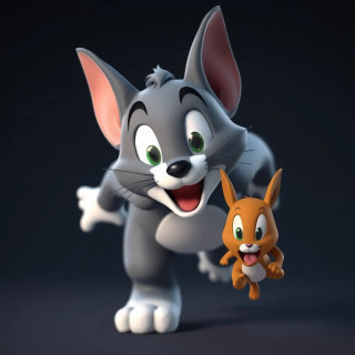 Tom running after Jerry. Tom and Jerry are the famous cartoon characters.