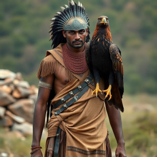 Ancient warrior with his eagle