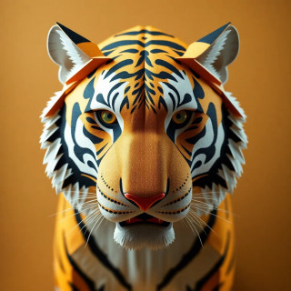 tiger in full body, origami style