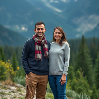Happy Canadian couple, full body