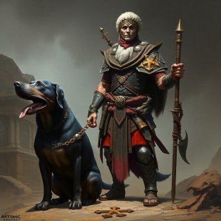 Ancient warrior with his dog