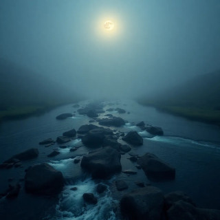 A river that flows backward every full moon, carrying with it the echoes of every word ever spoken on its banks.